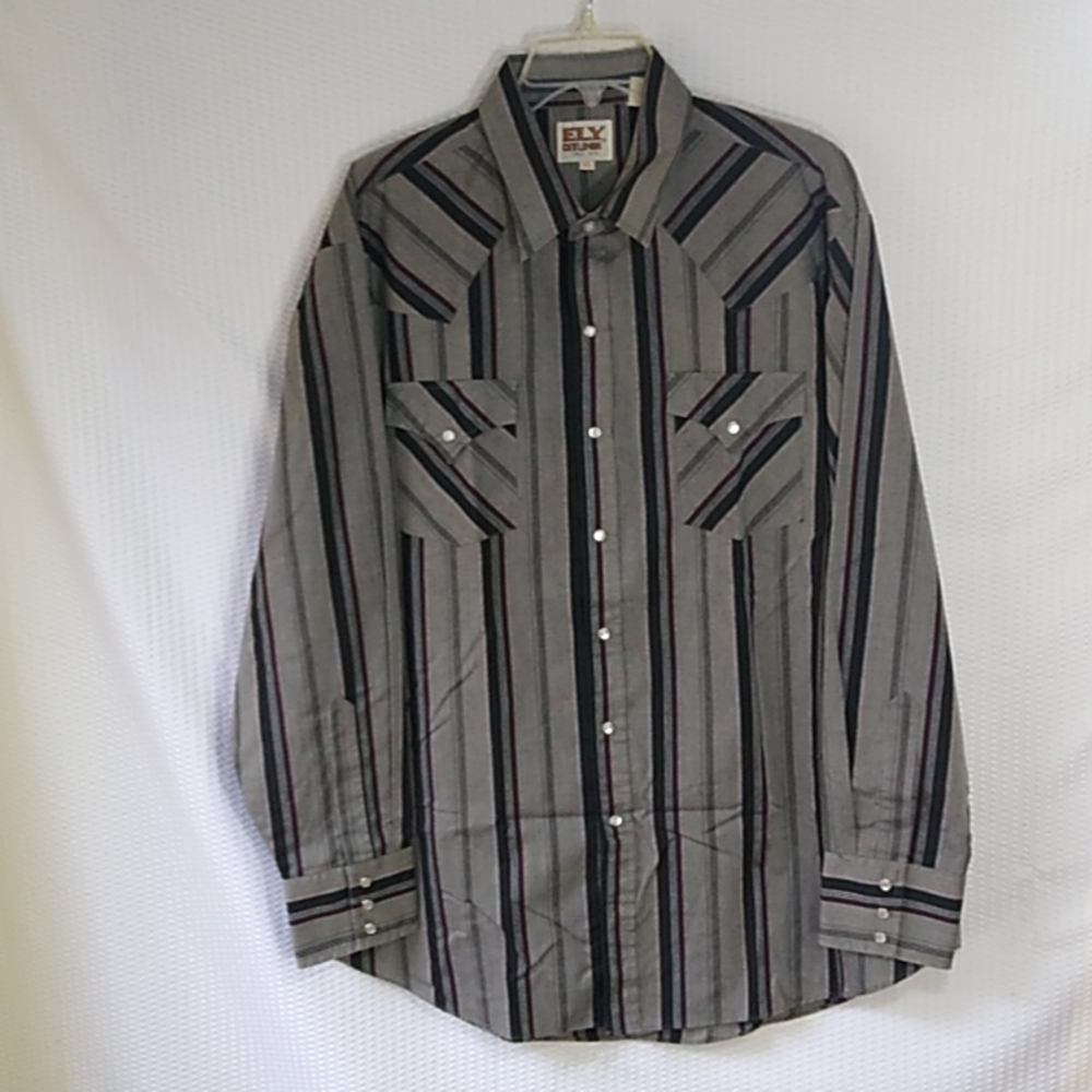 Vintage Ely Cattleman Long Sleeve Snap Front Western Shirt XL